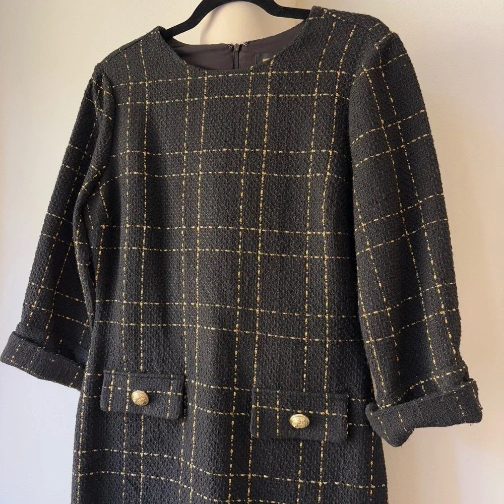 NWT Alexia Admor Windowpane 3/4 Sleeve Tweed Shift Dress - 10 - Picture 11 of 11